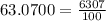 63.0700 = \frac{6307}{100}