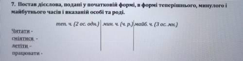 7. Постав дієслова, подані у початковій формі, в формі теперішнього, минулого і майбутнього часів і