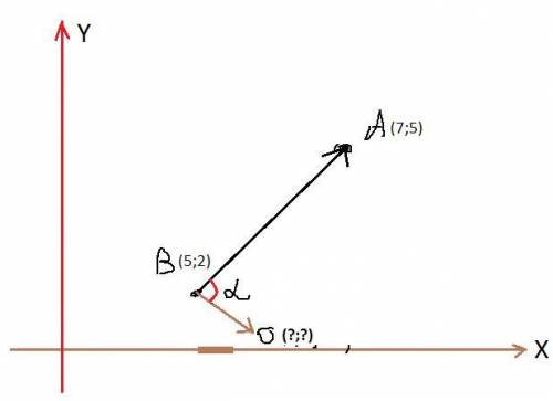 Найти угол между двумя векторами(нужна формула) Даны вектора BA и BO, у которого не известны координ