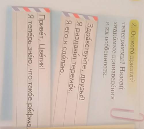 2. От кого пришли телеграммы? Назовизнакомые произведенияи их особенности.1Здравствуйте, друзья!Я ра
