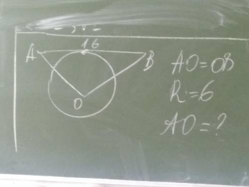 Касательная окружностиAO=OBR=6AO-? Рисунок ниже