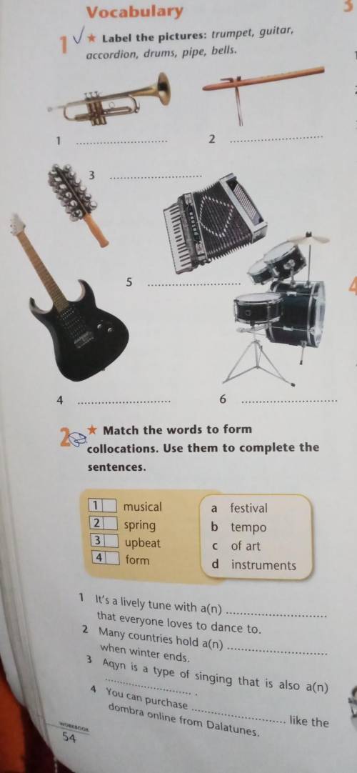 4 6Match the words to formcollocations. Use them to complete thesentences.1a festival2.musicalspring