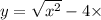 y = \sqrt{ {x }^{2} } - 4 \times