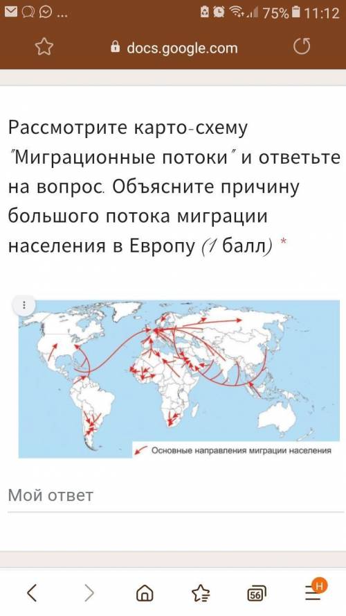 Рассмотрите карто-схему Миграционные потоки и ответьте на вопрос. Объясните причину большого поток