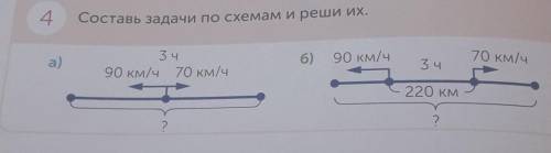 4 Составь задачи по схемам и реши их.a)6)3 ч90 км/ч 70 км/ч90 км/ч70 км/ч3 ч220 КМ?? !​