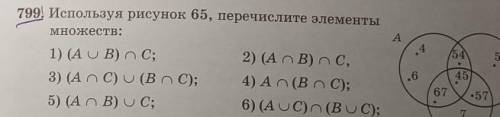 А799. Используя рисунок 65, перечислите элементыМножеств ​