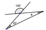 За даними малюнка знайдіть значення х. У відповідь запишіть величину кута х трикутника (лише число -