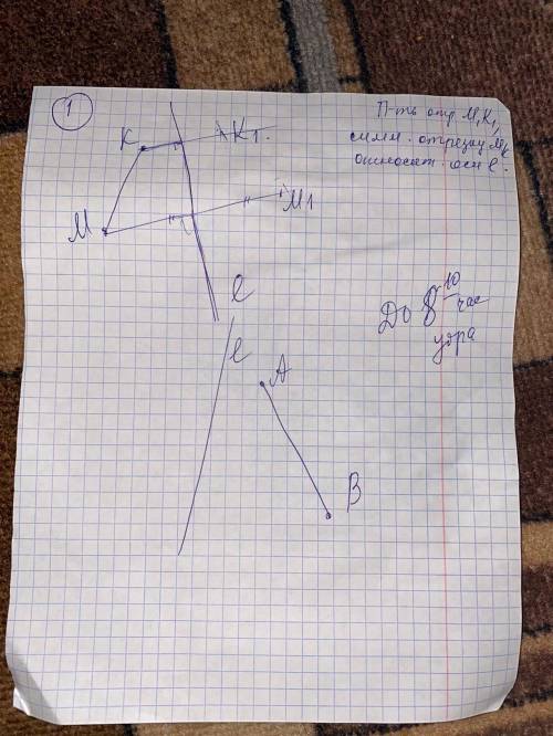 Постройте отрезок M1 K1, симетричный отрезку MK относительно оси L