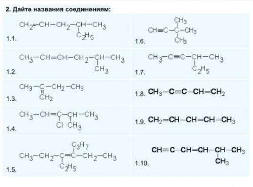 CРОЧНО Дайте названия соединениям: 1) СH₃⁻C(двойная связь CH2)-CH2-CH3 2) CH3-CH=C(Cl)-CH(CH3)-CH3