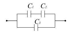 Знайти електричну ємність батареї конденсаторів , якщо С1= 6.5 мкФ, С2= 3.5 мкФ і С3= 4 мкФ.