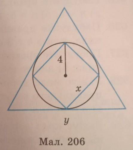 Користуючись малюнками 206 знайдіть невідомі сторони x i y правильних многокутників.​