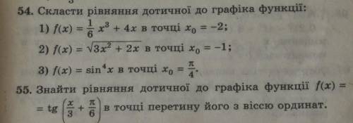 Скласти рівняння дотичної до графіка функції