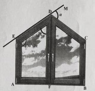 В окне, каждая створка которого имеет форму прямоугольной трапеции, AF=FB, AE=BC, ED=DC. Найдите уго