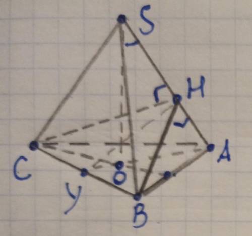 В правильной треугольной пирамиде sabc с вершиной s через сторону bc основания перпендикулярно ребру