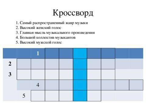 Кроссворд по музыке 5 класс