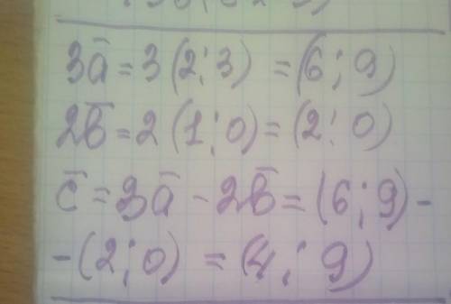 Найдите координаты вектора c=3a-2b, если a (2; 3), b (1; -0).