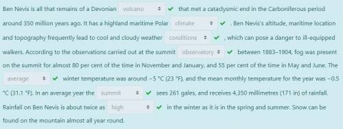 Напишите вопрос к ответу из текста: 1. Highland maritime Polar. 2. Almost all year round. 3. Its alt