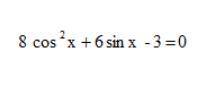 Решить тригонометрическое уравнение: 8cos(x)^2+6sin(x)-3=0