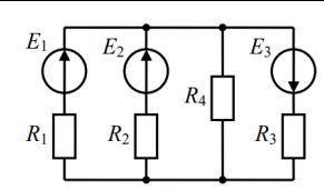 В кругу (рис. 6) ЭДС источников питания уровне Е1, Е2, Е3, а опоры веток - соответственно R1, R2, R3