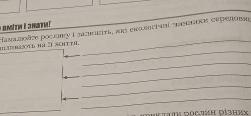 намалюйте рослину і запишіть які екологічні чинники середовища впливають на її життя. Напишіть яку р