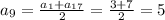 a_9=\frac{a_1+a_{17}}{2} =\frac{3+7}{2} =5