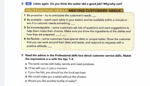 9 Read the advice in the Professional skills box about customer service skills. Match the expression