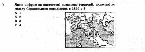 Якою цифрою на картосхемі позначено території, включені до складу Сардинського королівства в 1859 р.