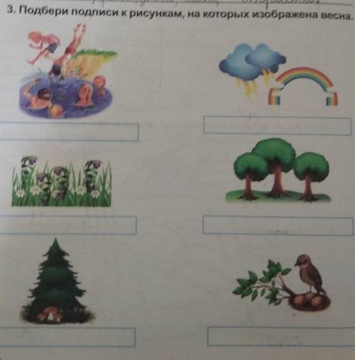 3. Подбери подписи к рисункам, на которых изображена весна. Задание 1 класса))) ​По ОНМ