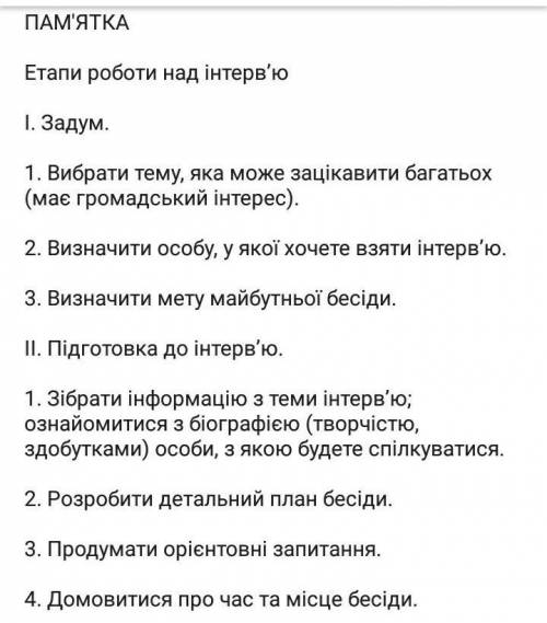 Скласти діалог інтерв’ю за планом (прикрепил скрины)​