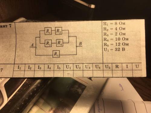 R, = 8 Ом R2 = 4 Ом R3 = 2 Ом R4 = 10 Ом R5 - 12 Ом U - 32 определите значение силы тока и напряжени