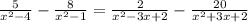 \frac{5}{ {x }^{2} - 4 } - \frac{8}{ {x}^{2} - 1} = \frac{2}{ {x}^{2} - 3x + 2} - \frac{20}{ {x}^{2} + 3x + 2 }