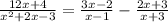 \frac{12x + 4}{ {x}^{2} + 2x - 3} = \frac{3x - 2}{x - 1} - \frac{2x + 3}{x + 3}