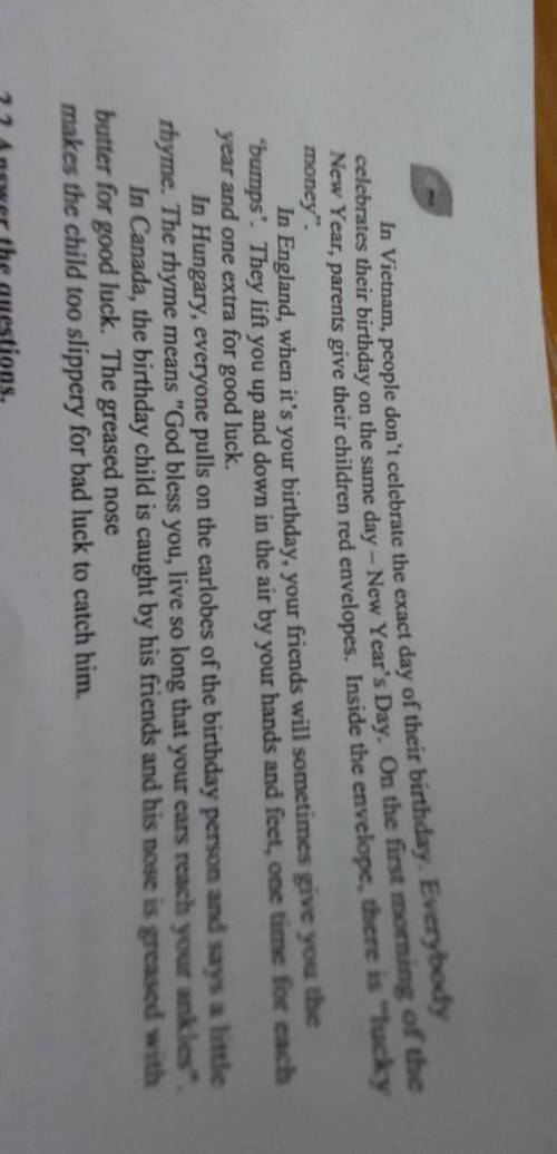 2.2 Answer the questions. 1. What do people in Nepal use to make a mark on the forehead of the birth