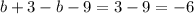 b + 3 - b - 9 = 3 - 9 = - 6