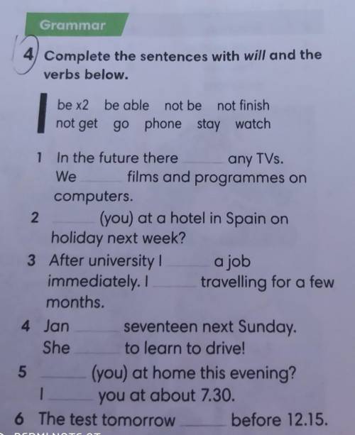 Complete the sentences with will and the verbs below​