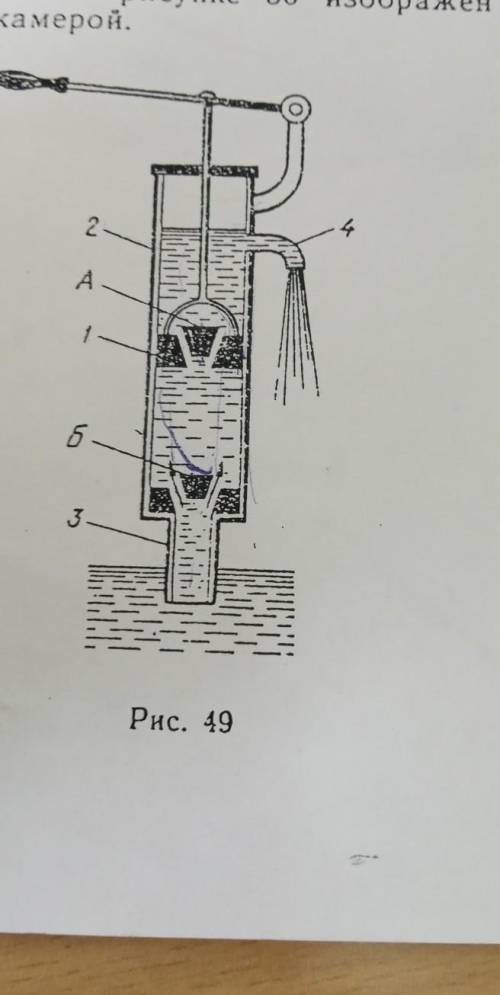 Вариан На рисунке 49 изображен поршневой жидкостный насосІ (1) Каким номером обозначен цилиндар?1. О