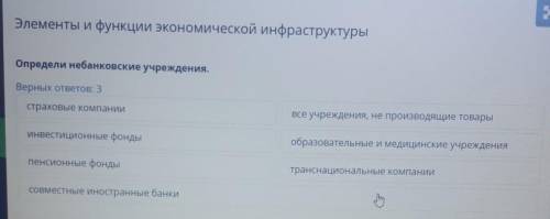 Элементы и функции экономической инфраструктуры Определи небанковские учреждения =/ ​