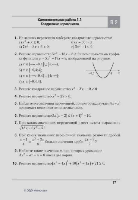 решить квадратные неравенства