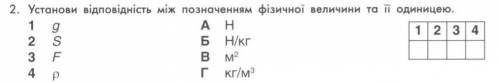 Установи відповідність між позначенням фізичної велечини та її одиницею​