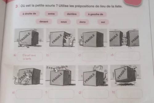 Où est la petite souris ? Utilise les prépositions de lieu de la liste.