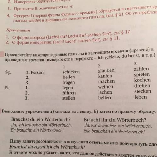 1 schicken 1 Проспрягайте нижеприведенные глаголы в настоящем времени (презенс) в времени (имперфект