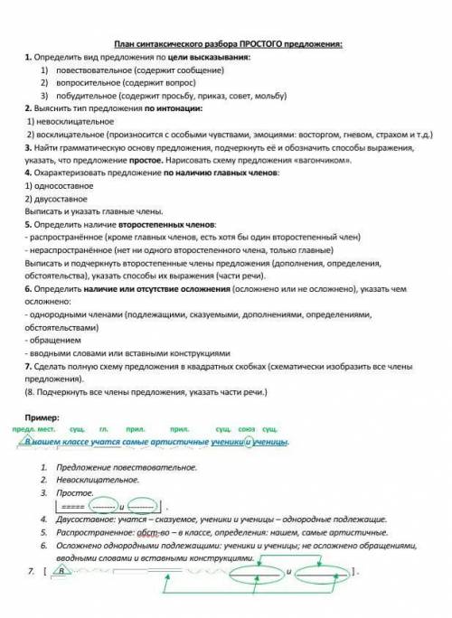 Сделайте синтаксический разбор простого предложения по образцу. Но имя это-не русское по своему прои