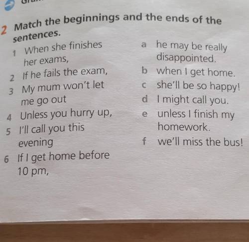 2 Match the beginnings and the ends of the sentences.1 When she finishesa he may be reallyher exams,