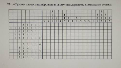 22. «Сумне» слово, зашифроване в цьому стандартному японському судоку ​