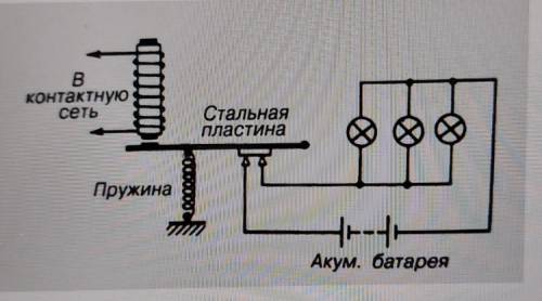 Объясните по схеме на рисунке, как работает это аварийное освещение​