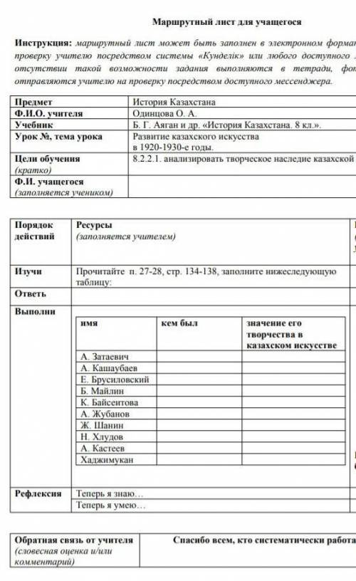 Имя: А. ЗатаевичА. КашаубаевЕ. БрусиловскийБ. МайлинК. БайсеитоваА. ЖубановЖ. ШанинН. ХлудовА. Касте