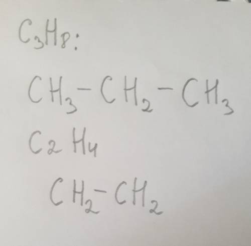 Наведіть структурну формулу таких сполук: С3Н8, С2Н4;​