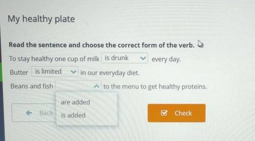 My healthy plate Кто делал это в онлайн мектеп, дайте ответ Read the sentence and choose the correct