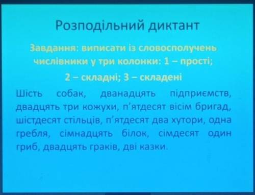 Розподільний диктант Тема числівник​