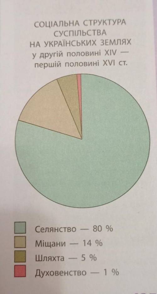 8. Робота в парах. Розгляньте діаграму «Соціальна структура суспільства на українських землях у друг